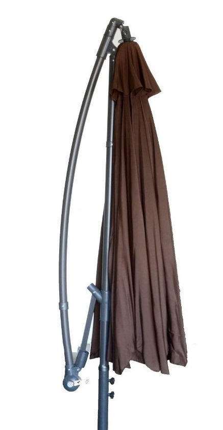 Barton 10' feet Outdoor Offset Cantilever Patio Umbrella Crank with Base, Brown