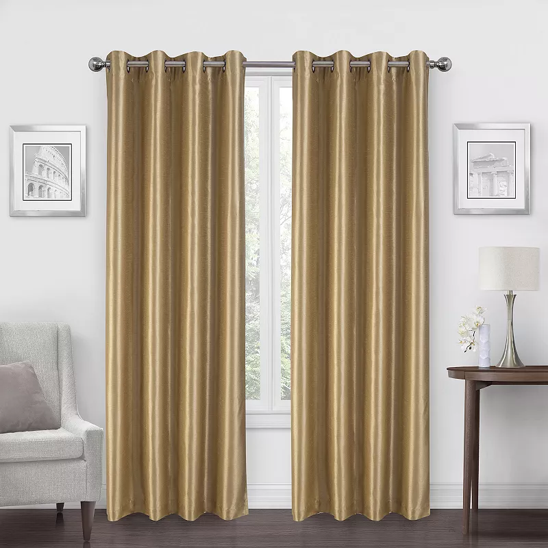 Regal Home 2 Solid Faux Silk Window Curtain Panels