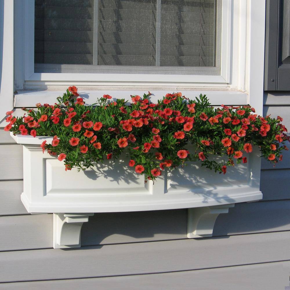 Mayne Nantucket 36 in. x 11.5 in. Self-Watering White Polyethylene Window Box 4830-W