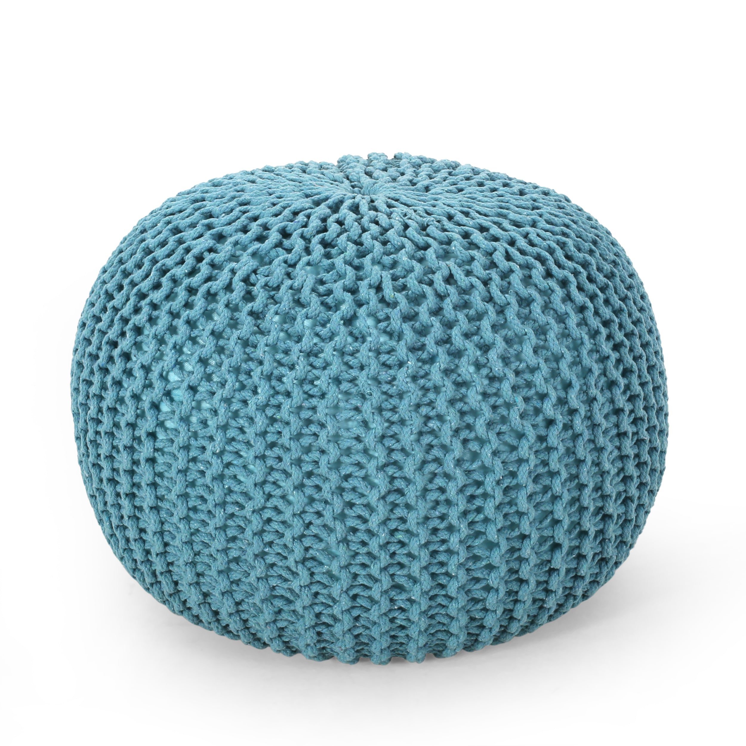 Barwick Modern Knitted Cotton Round Pouf