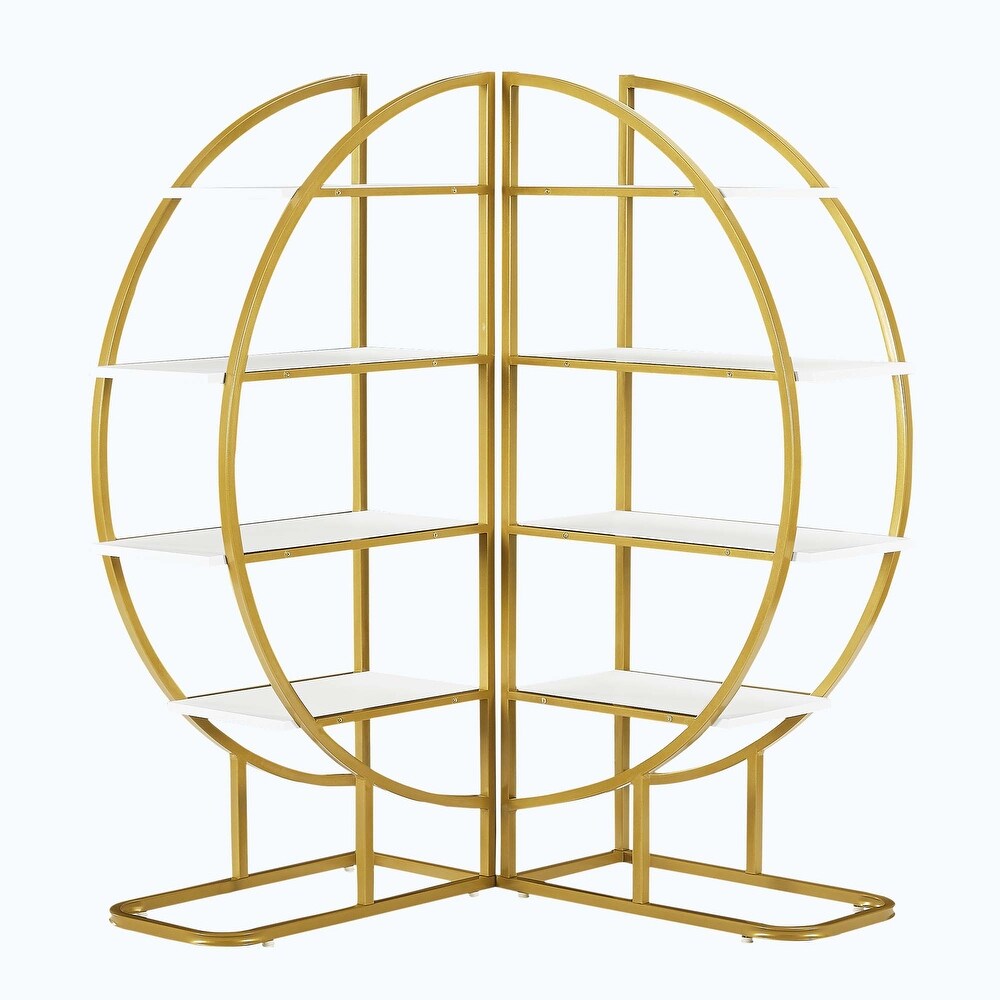 4 Tiers Home Office Open Bookshelf Round Shape