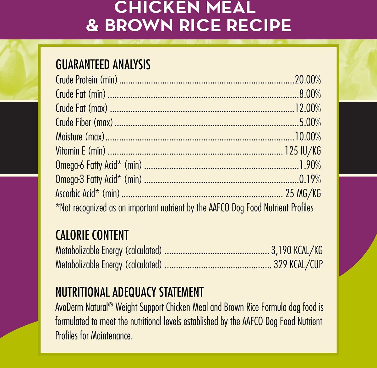 AvoDerm Weight Support Chicken Meal and Brown Rice Recipe Dry Dog Food