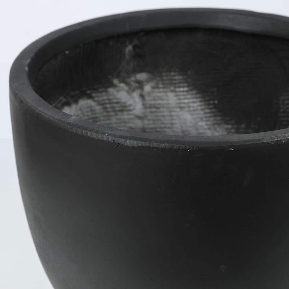 LuxenHome 12.2 in. H Round Tapered Black MgO Composite Planter Pot WH034-B