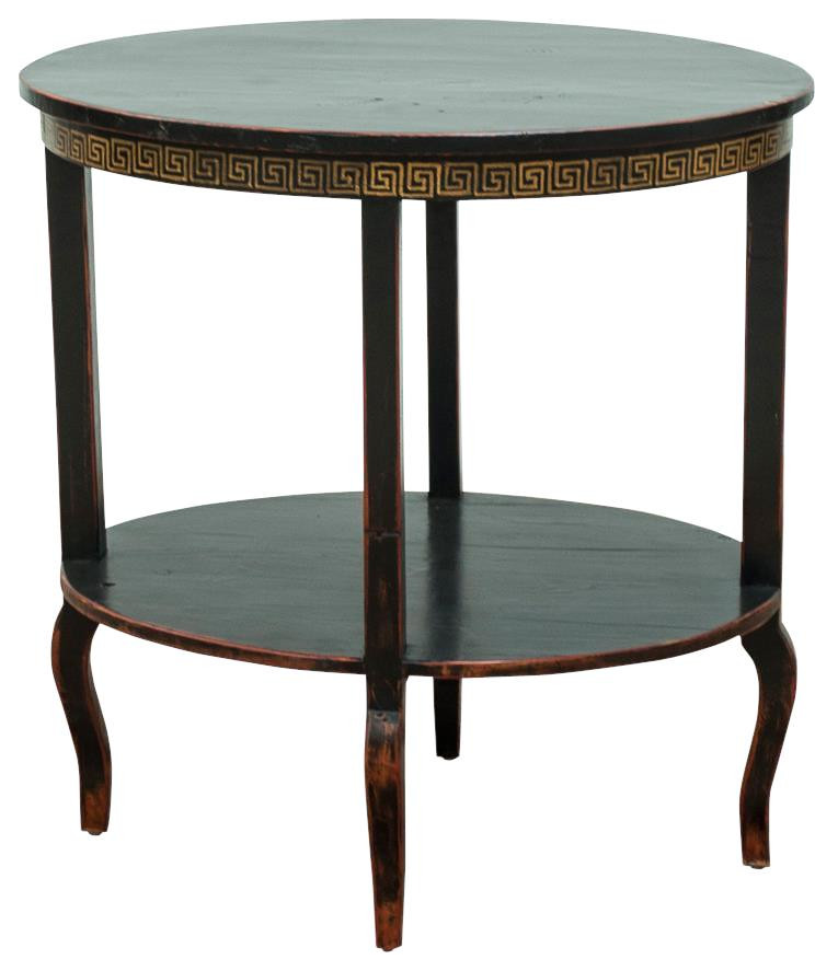 Side Table SARREID Round Ebonised Black Hand Painted Golden Rim Ebony   Traditional   Side Tables And End Tables   by EuroLuxHome  Houzz