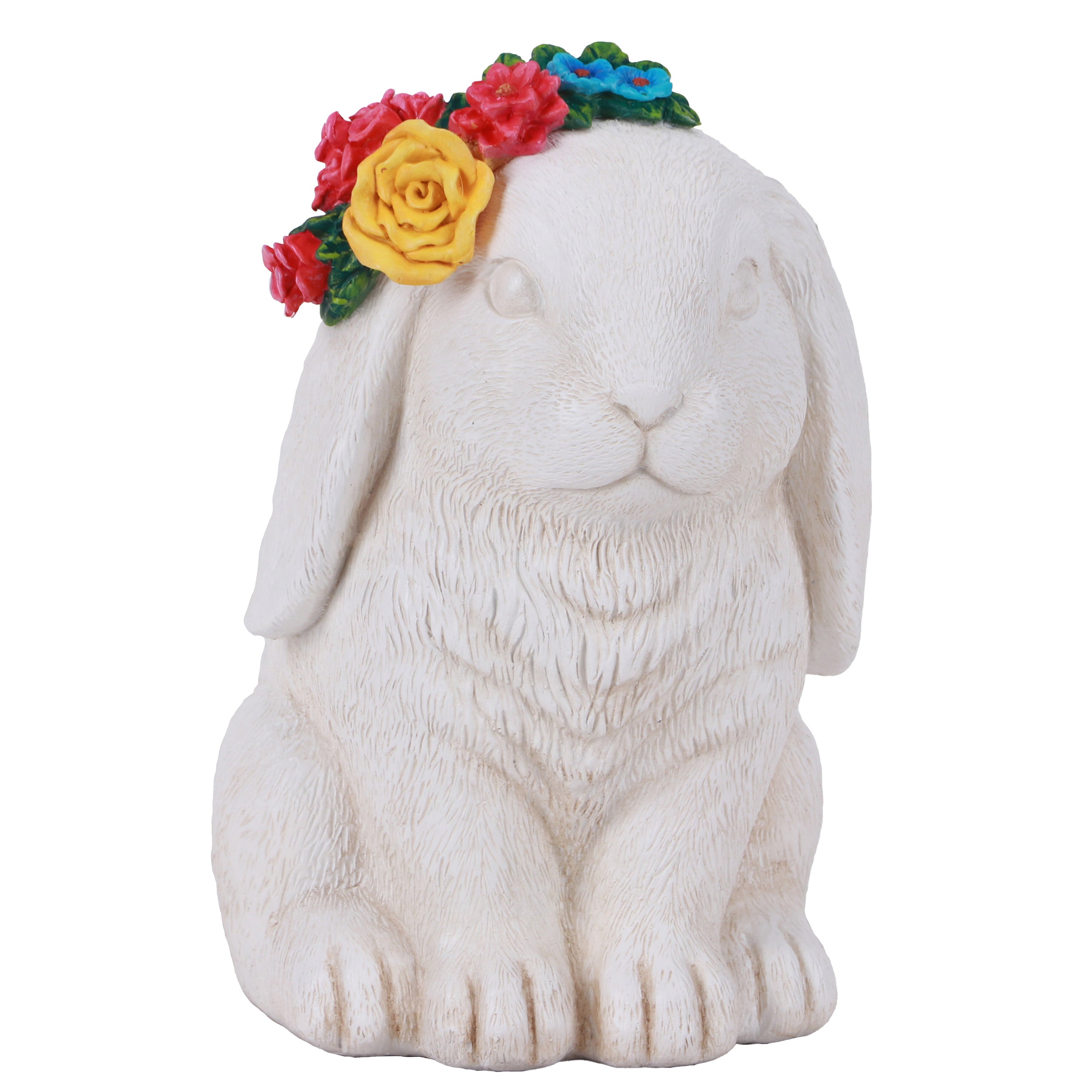 The Pioneer Woman 2 Pack White Bunny Grey Cat Garden Statue, 5.5in L x 6.75in W x 8.75in H