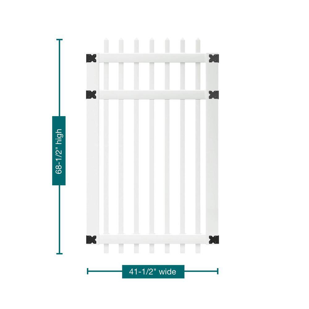 Veranda 3-12 ft. W x 6 ft. H White Vinyl Manchester Spaced Picket Fence Gate 181979