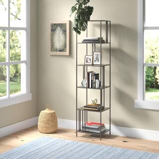 MeyerCross Ernest 76 in. Gunmetal Gray 5-Shelf Standard Bookcase BK0996