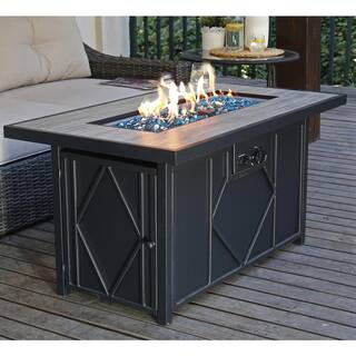 HeatMaxx 42 in. 60000BTU Fire Pit Propane Gas Fire Pit Table Rectangular Tabletop SRGF11666