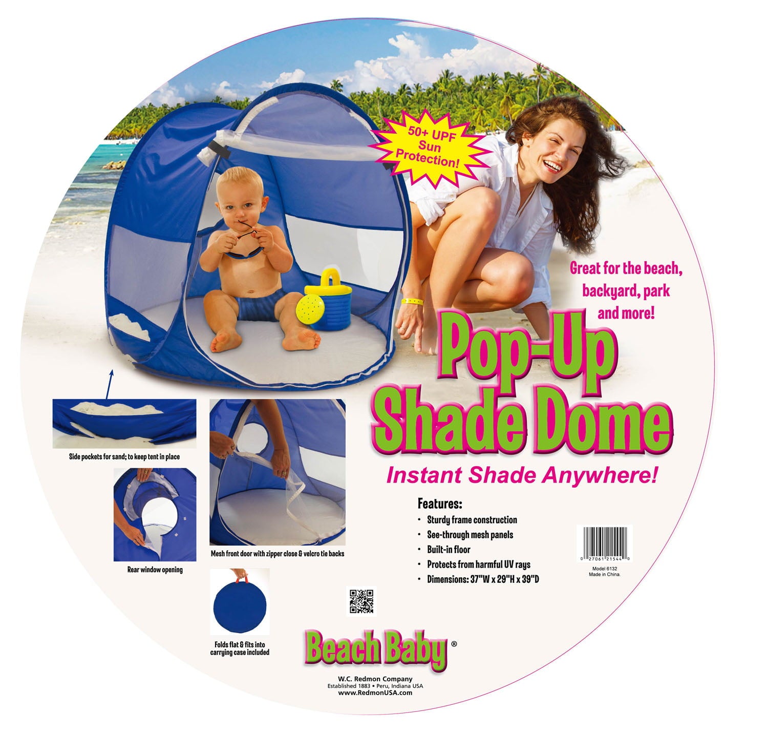 Beach Baby® Portable Pop up Shade Dome Tent， Blue Color