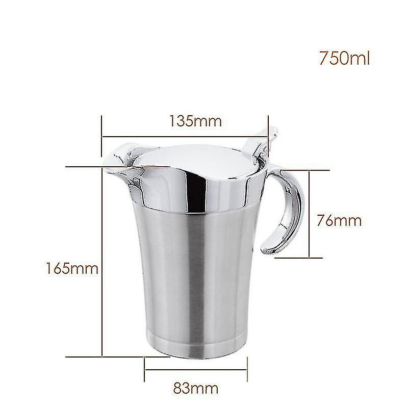 Stainless Steel Gravy Boat， Double Wall Insulated Gravy Jug With Lid750ml