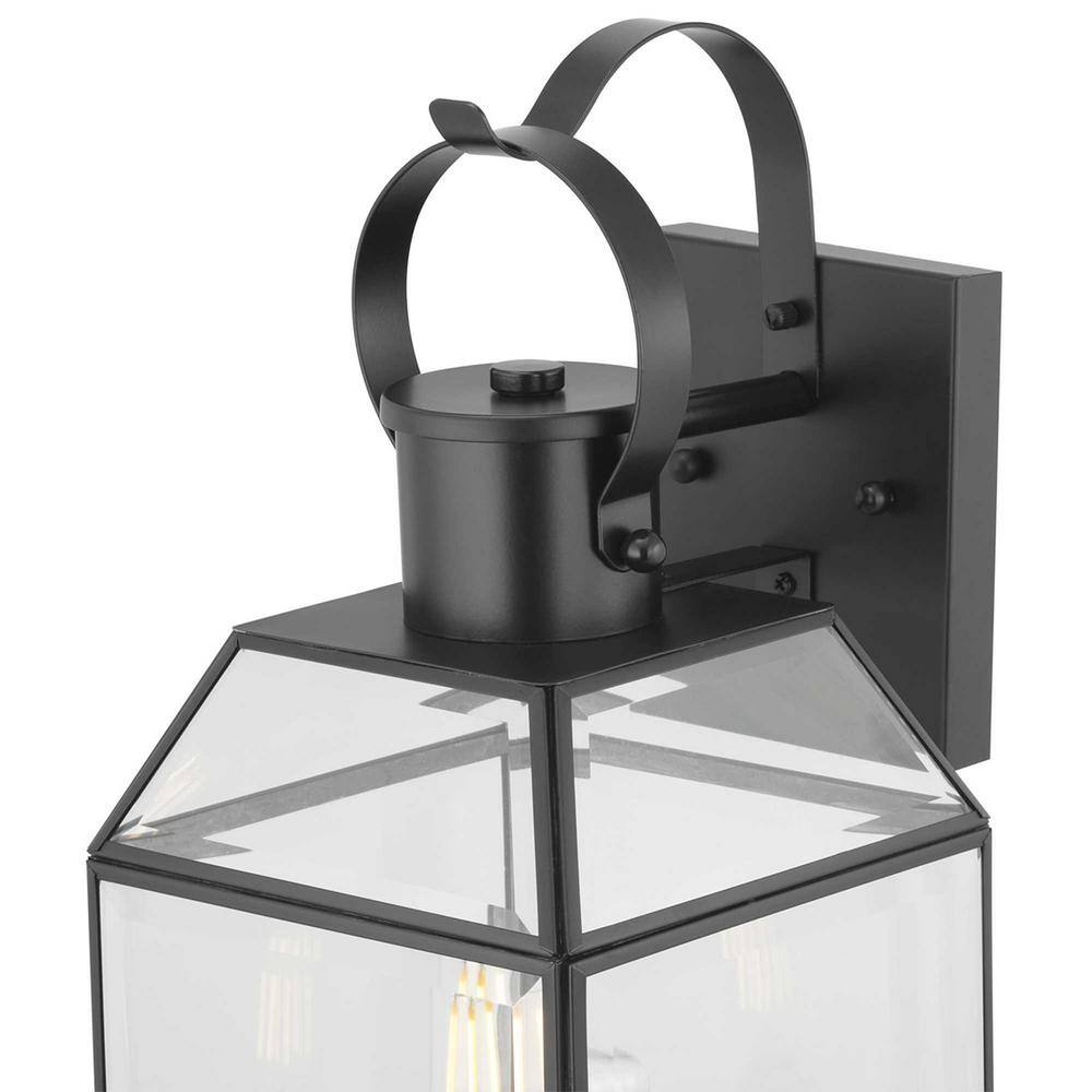 Progress Lighting Canton Heights 18 in. 2-Light Matte Black Transitional Outdoor Wall Lantern with Clear Beveled Glass P560142-031