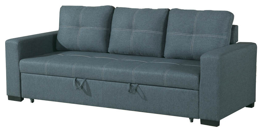 Benzara BM167220 Polyfiber Fabric Convertible Sofa  Gray   Transitional   Sofas   by BuyDBest  Houzz