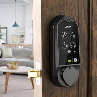 Lockly Vision Matte Black Deadbolt Smart Lock with Video Doorbell 2-Way Audio Keypad 3D Fingerprint Full Mobile App control PGD798MB