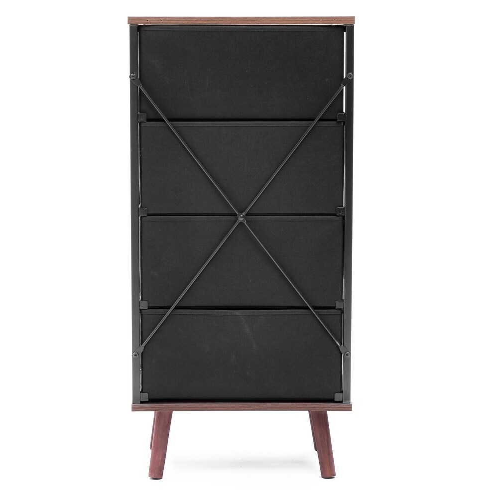Black Manufactured Wood 4 Drawer Accent Chest with Brown Accents