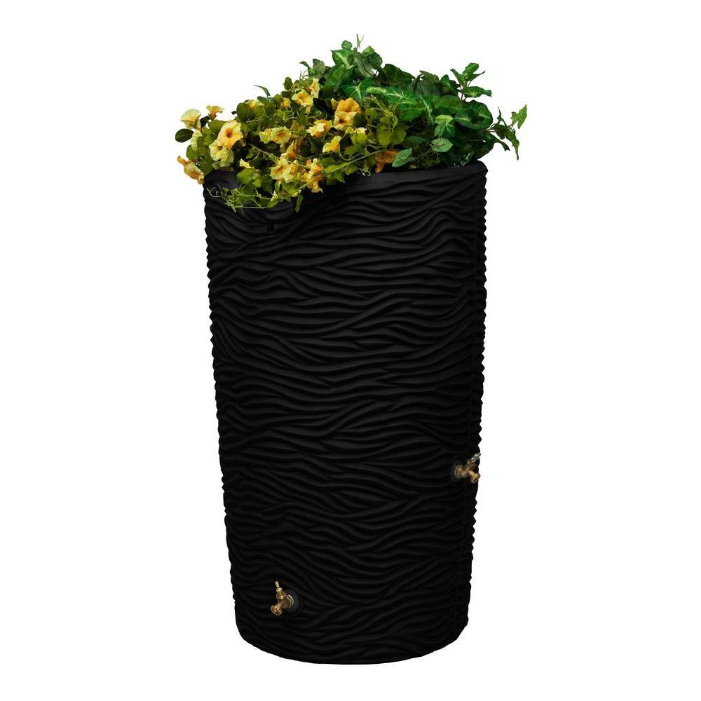 Good Ideas Impressions Palm 65 Gal. Black Rain Barrel IMP-L65-BLK