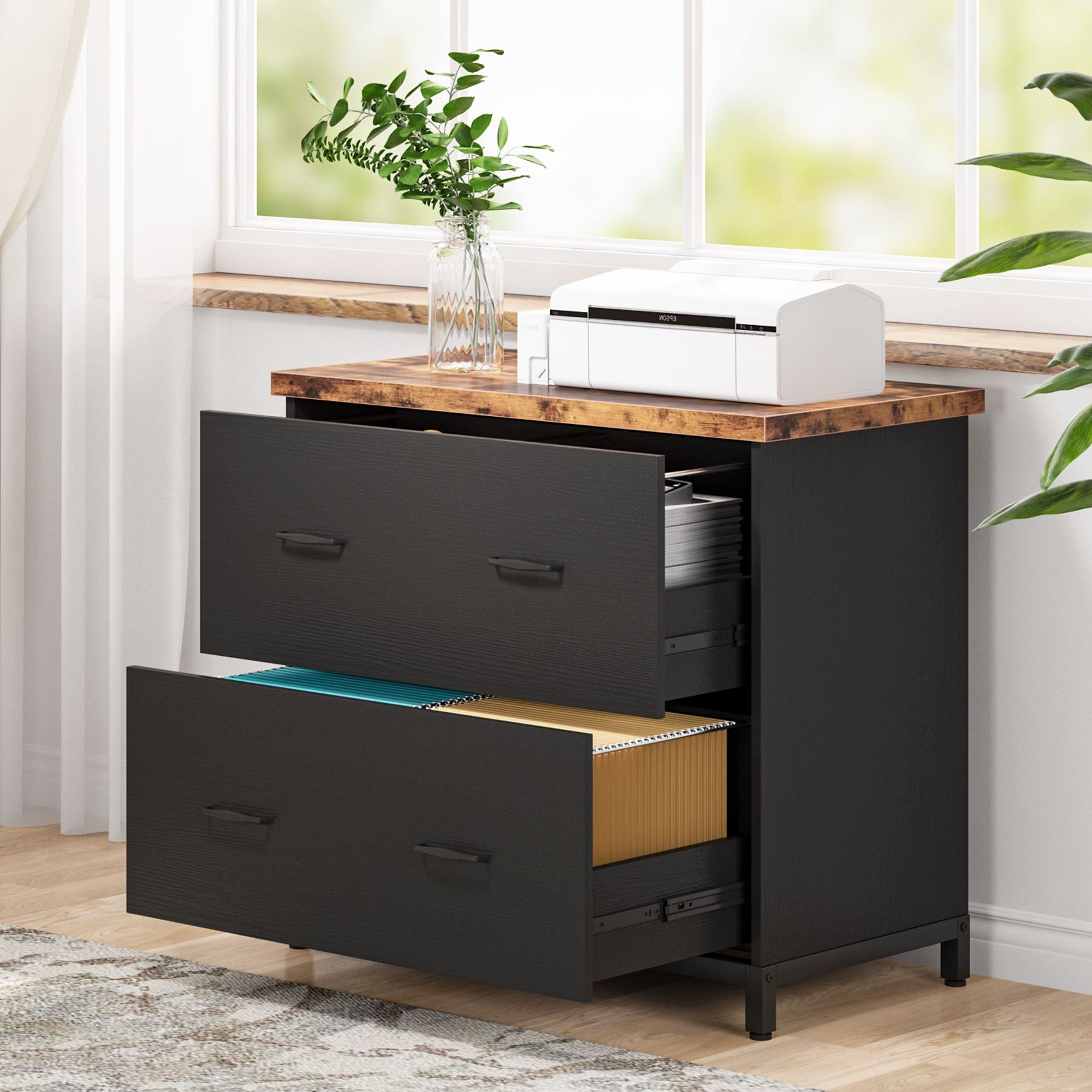 2-Drawer File Cabinet, Lateral Filing Cabinet Printer Stand