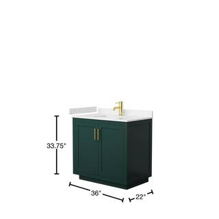 Wyndham Collection Miranda 36 in. W x 22 in. D x 33.75 in. H Single Bath Vanity in Green with Carrara Cultured Marble Top WCF292936SGDC2UNSMXX