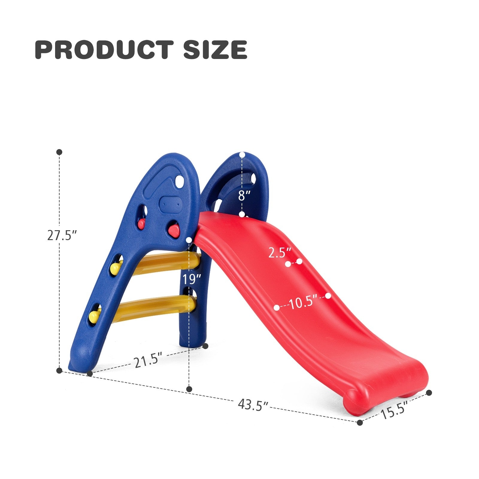 Joy Folding Slide, Indoor First Slide Plastic Play Slide Climber Kids (Ellipse Rail)