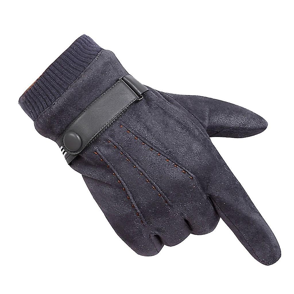 Winter Suede Leather Gloves Men Elegant Gloves Windproof Cycling Driving Gloves