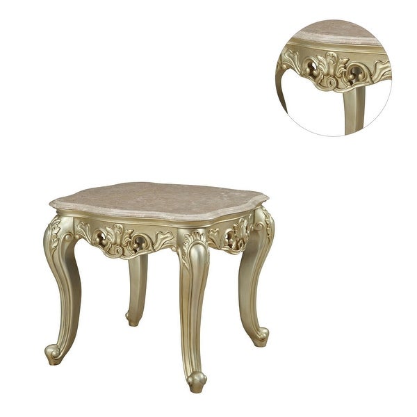 Square Marble Top End Table in Antique White