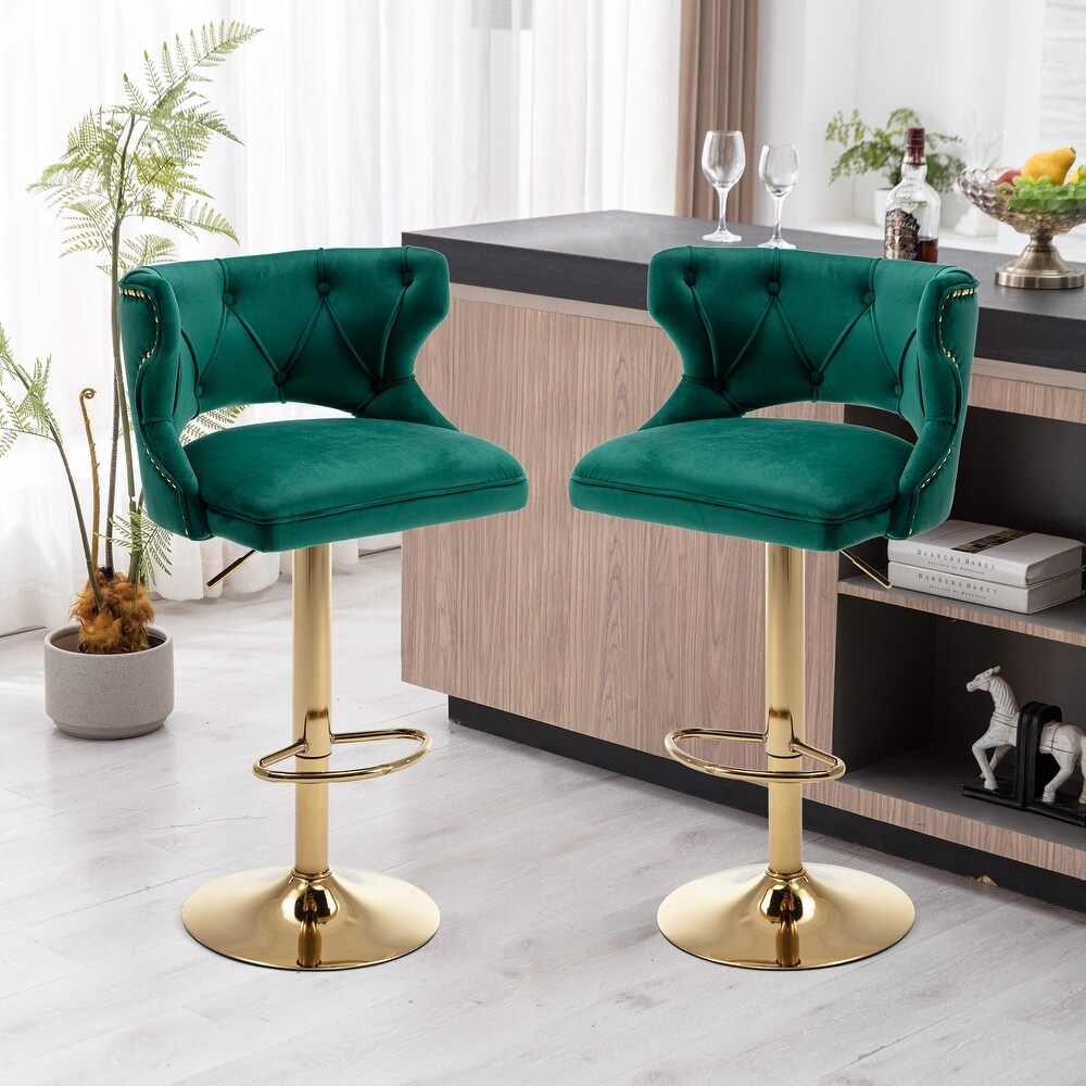 Bar Stools With Back and Footrest Counter Height Dining Chairs 2PCS/SET