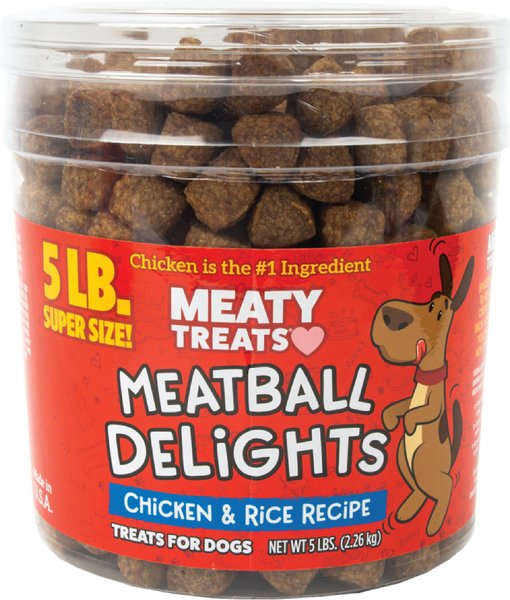 Meaty Treats Meatball Delights Chicken and Rice Recipe Soft and Chewy Dog Treats， 5-lb canister