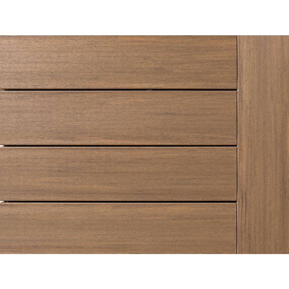 TimberTech Advanced PVC Vintage 54 in. x 6 in. x 1 ft. Square Weathered Teak PVC Sample (Actual: 1 in. x 5 12 in. x 1 ft.) SAMP-AVC12WT