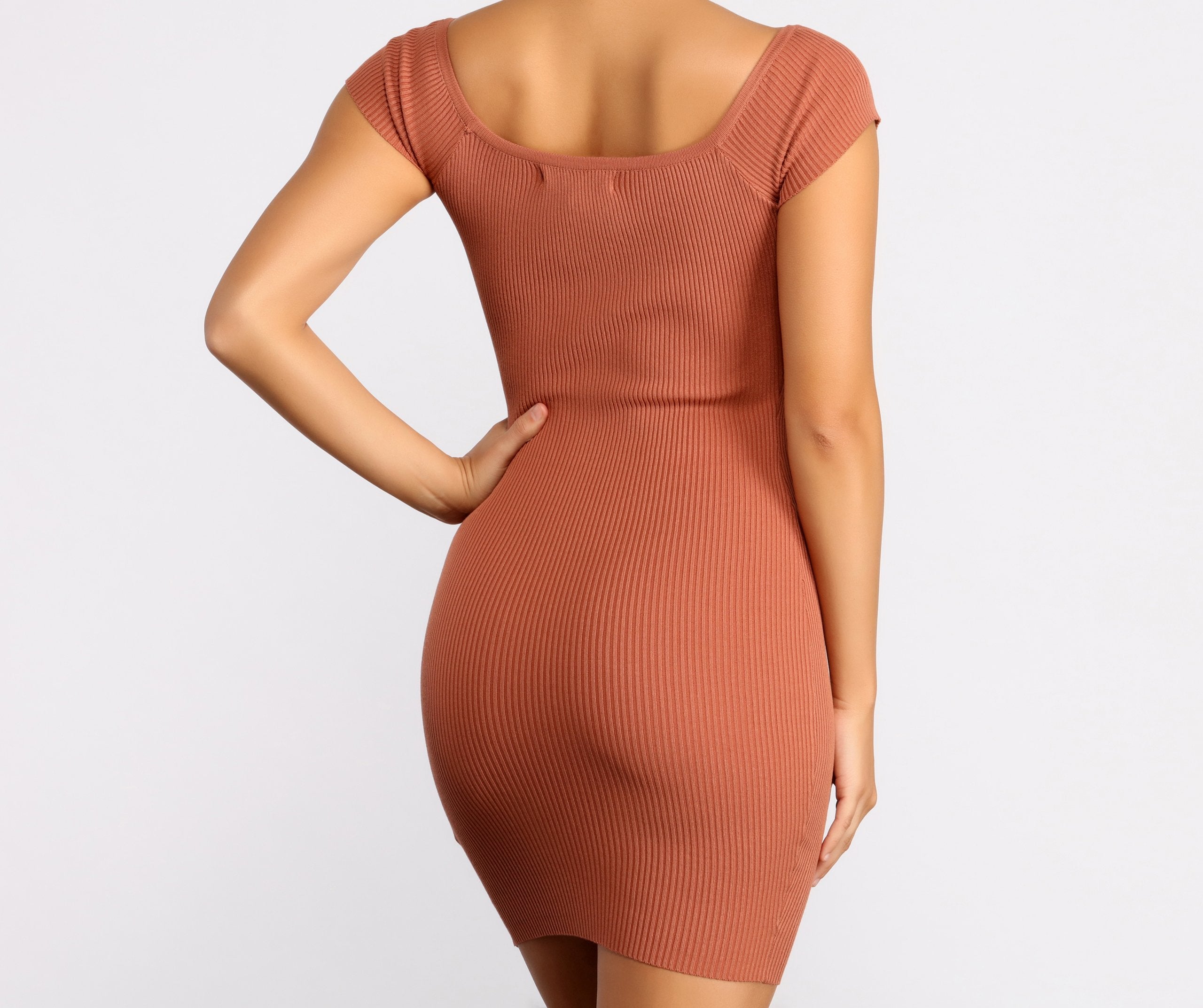 Felt Cute Button Off Shoulder Mini Dress