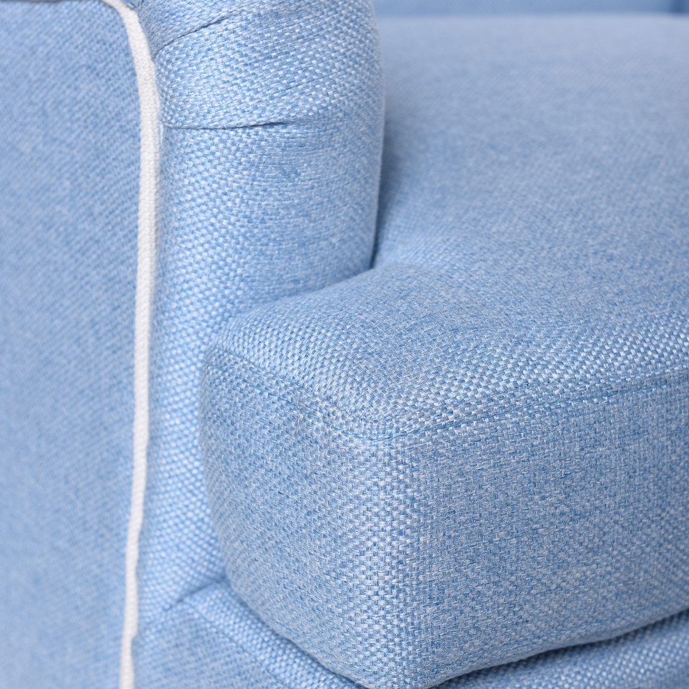 Dann Foley Accent Chair Chambray Blue Upholstery Natural Finish   Traditional   Armchairs And Accent Chairs   by StyleCraft  Houzz