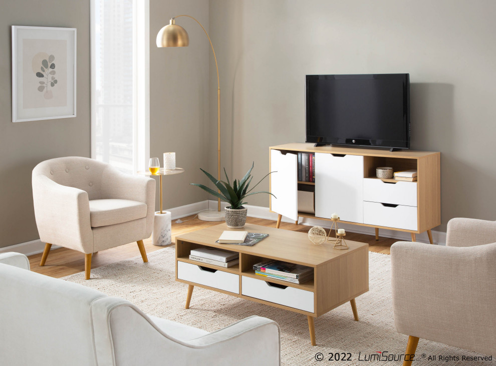 Astro Coffee Table  Natural Wood  White Wood   Midcentury   Coffee Tables   by LumiSource  Houzz