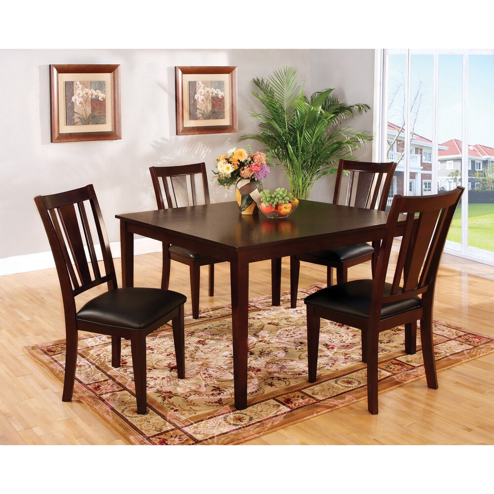 Vays Transitional Brown Solid Wood 5 Piece Dining Table Set by Furniture of America