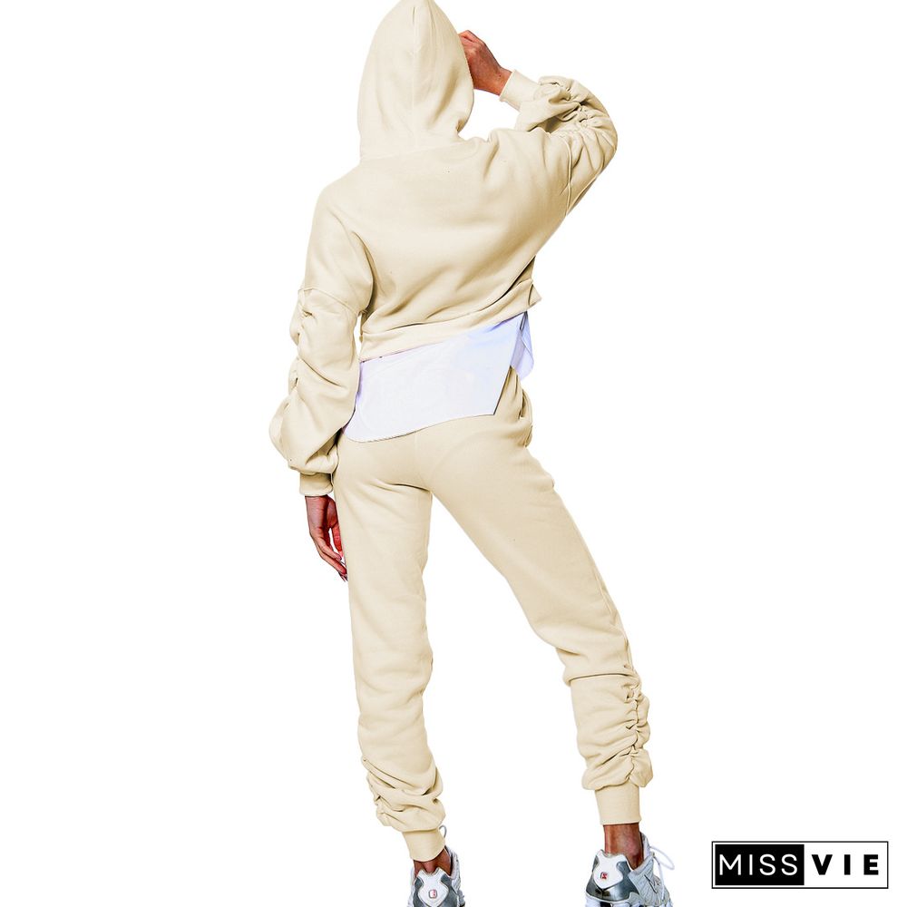 Loose Hooded Sweatshirt Joggers Pants 2 Piece Set