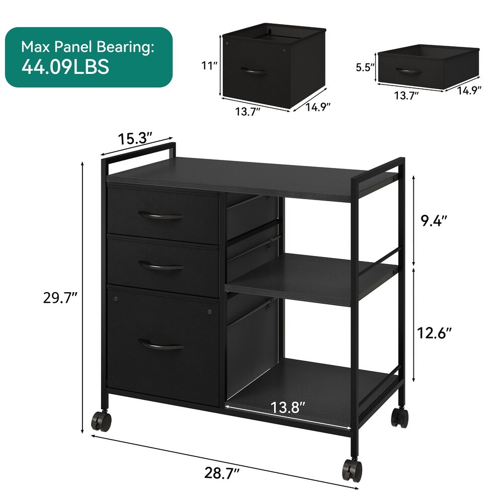 Modern 3 Drawer File Cabinet with 3 Shelves