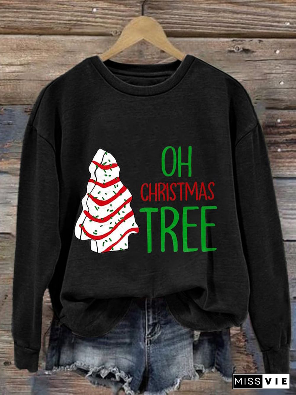 Women's Oh Christmas Tree Print Casual Sweatshirt