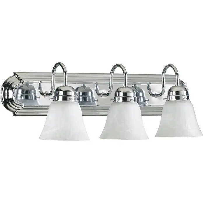 Chrome and Faux Alabaster 3-light Vanity Lighting