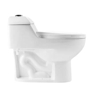 Swiss Madison Chateau 1-piece 1.11.6 GPF Dual Flush Elongated Toilet in Glossy White with Black Hardware Seat Included SM-1T803HB