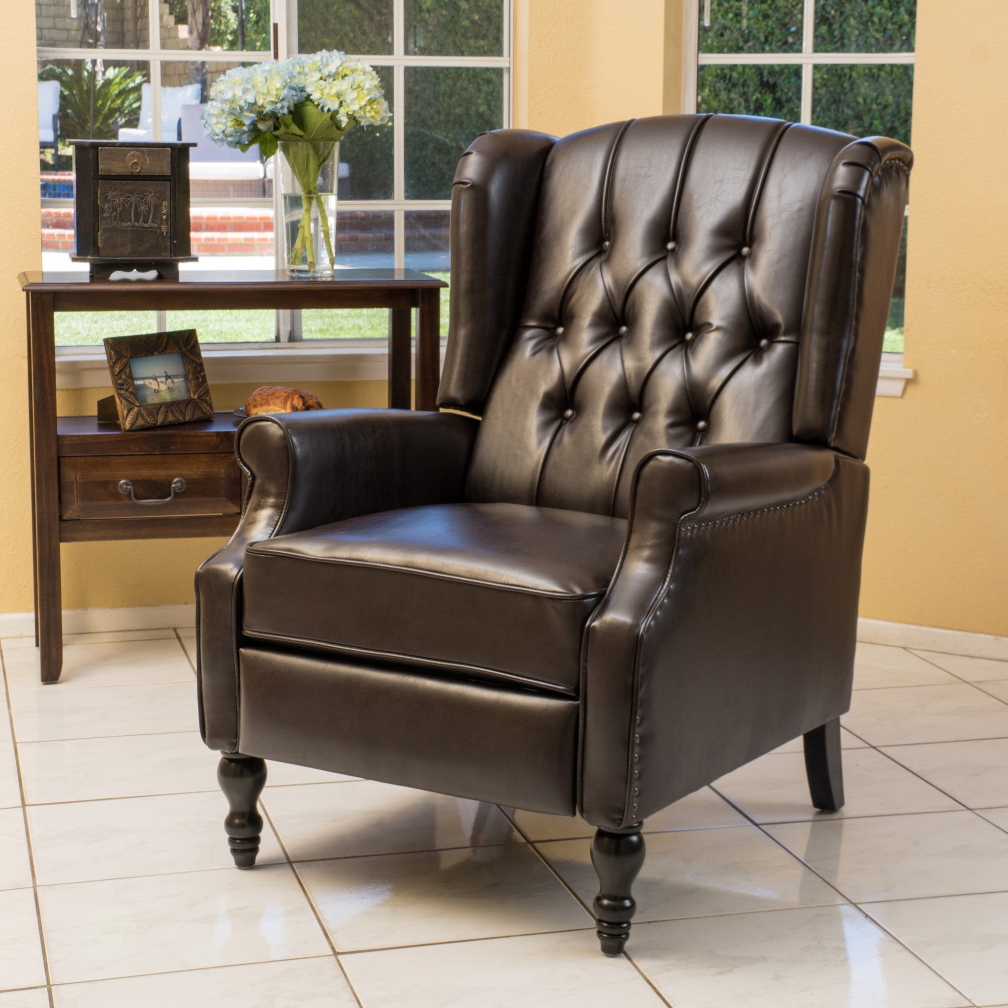 Temzyl Contemporary Brown Leather Recliner Chair