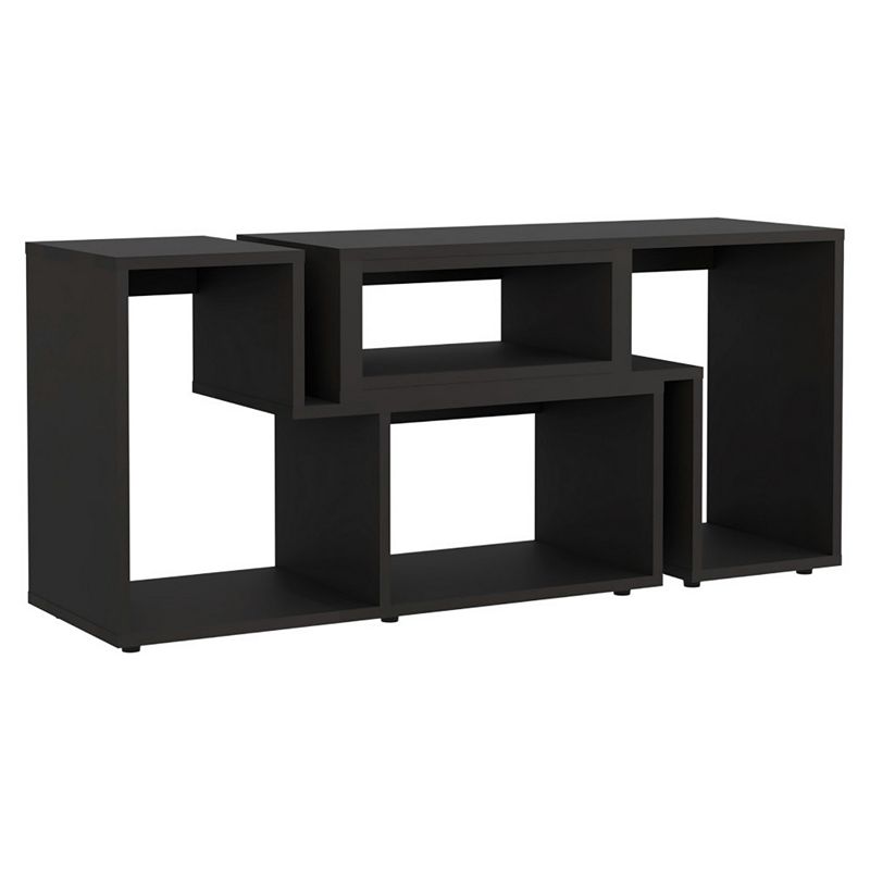 DEPOT E-SHOP Rose Extendable TV Stand， Multiple Shelves， Black， Black