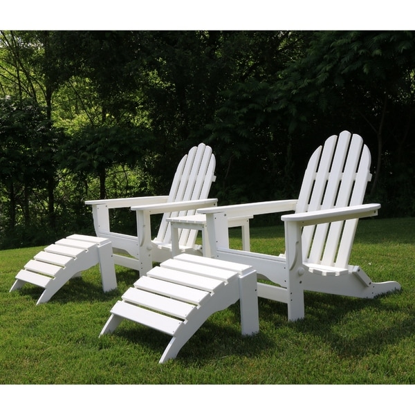 Wyndtree 4 Piece Recycled Plastic Folding Adirondack Chair with Ottoman Set，Made in USA