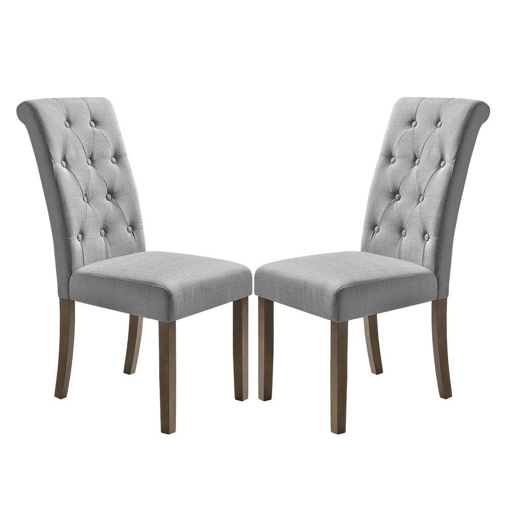 Noble and Elegant Solid Wood Tufted Dining Chair(Set of 2)