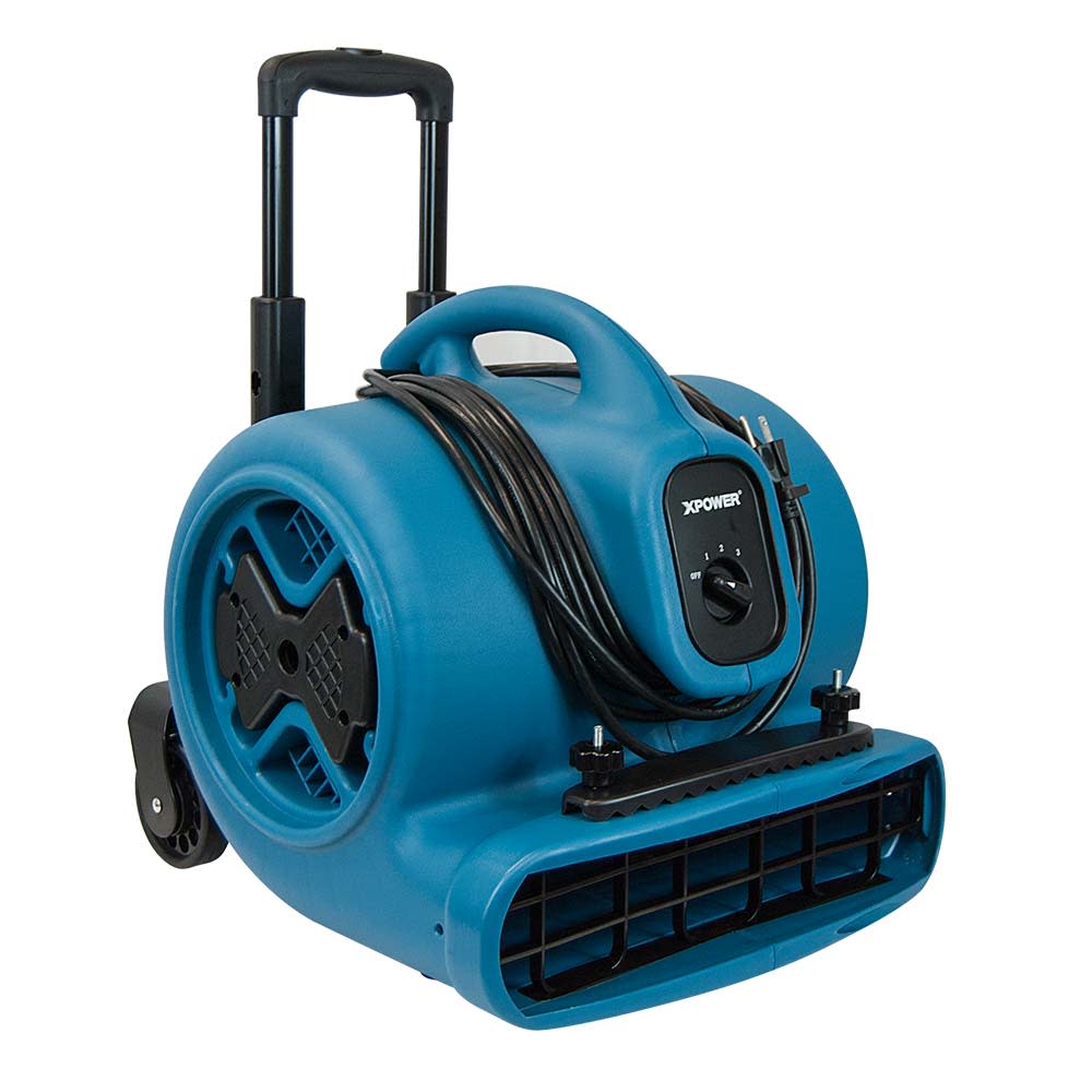 XPower 1/2 HP Air Mover with Telescopic Handle and Wheels and Carpet Clamp ;