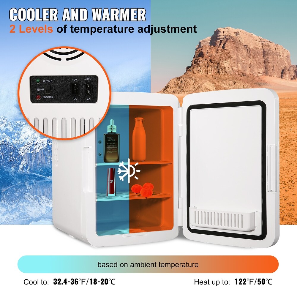 Vevor 10 Liter Luxury Small Beverage Refrigerator for Skincare Food Breast Milk  AC/DC Cooler Warmer for Office Dorm Car