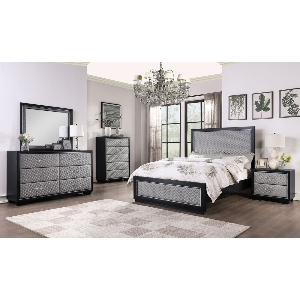 New Classic Furniture Ortega 4 Piece Upholstered Bedroom Set with Nightstand