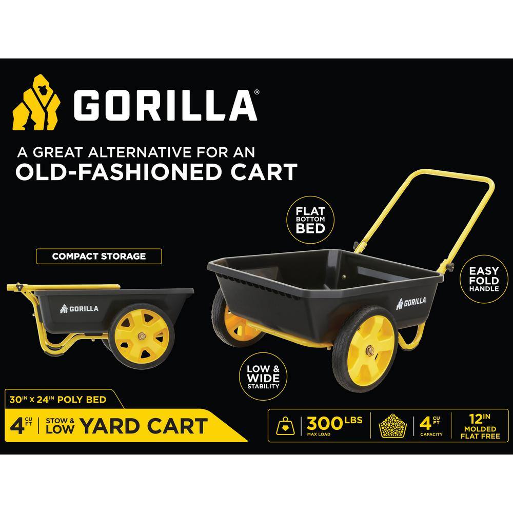 GORILLA CARTS 4 cu. ft. Plastic Garden Cart GCR-4W