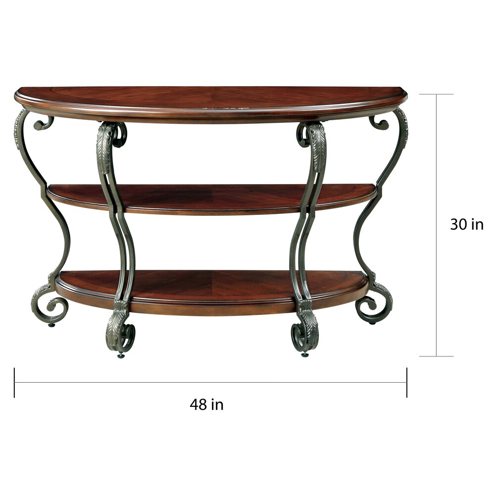 Raiz Traditional Cherry 48 inch Metal 2 Shelf Console Table by Furniture of America