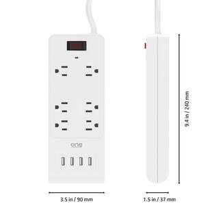 ProMounts 6 Outlet and 4 USB Surge Protector Power Strip with Flat Plug and 6 Ft. Cable ETL Certified PSS641