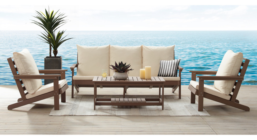 Inspired Home Khloey Outdoor Set  Sofa 2 Armchair  ampCoffee Table Teak   Transitional   Outdoor Lounge Sets   by Inspired Home  Houzz