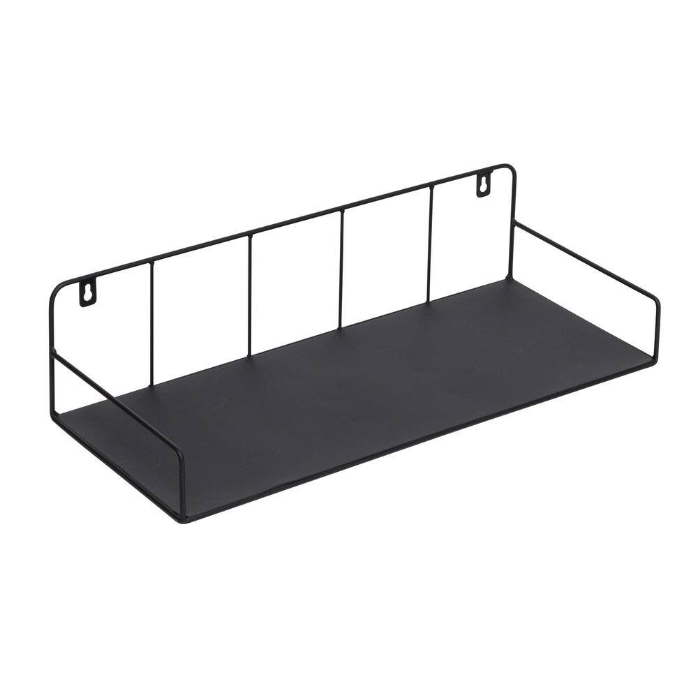 Honey-Can-Do 6 in. H x 24 in. W x 10 in. D Steel Floating Shelf for Laundry Room Wall or Over-the-Door in Black SHF-09791