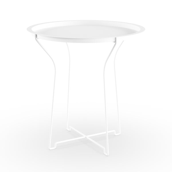 Atlantic Metal Round Side Tray Table; Removeable Tray Top， Decor， Wire Collapsible Legs， Indoor， Outdoor