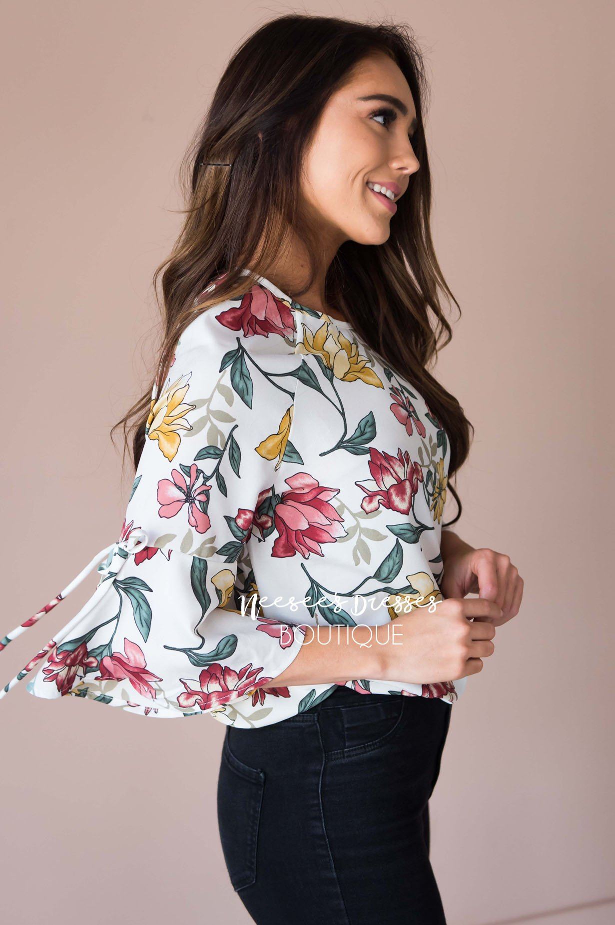 Falling For Floral Bell Sleeve Top